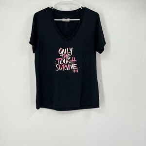 Under Armour L Graphic T Shirt Only The Tough Survive Heat Gear Semi Fitted